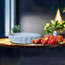 CVH Elegant White Fluted Ceramic Tart Dish