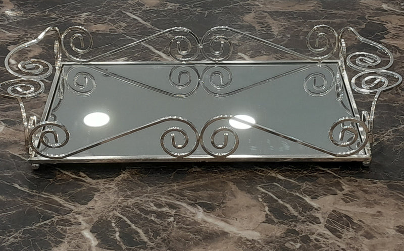 C.S. Tray With Mirror Base & Twirling Handles