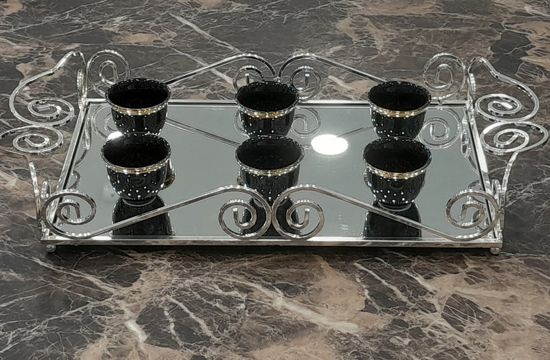 C.S. Tray With Mirror Base & Twirling Handles