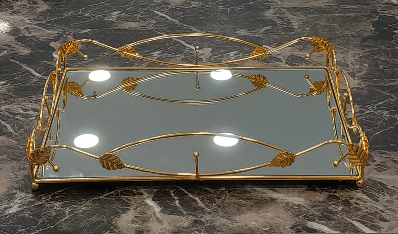 C.S. Golden Tray With Mirror Base
