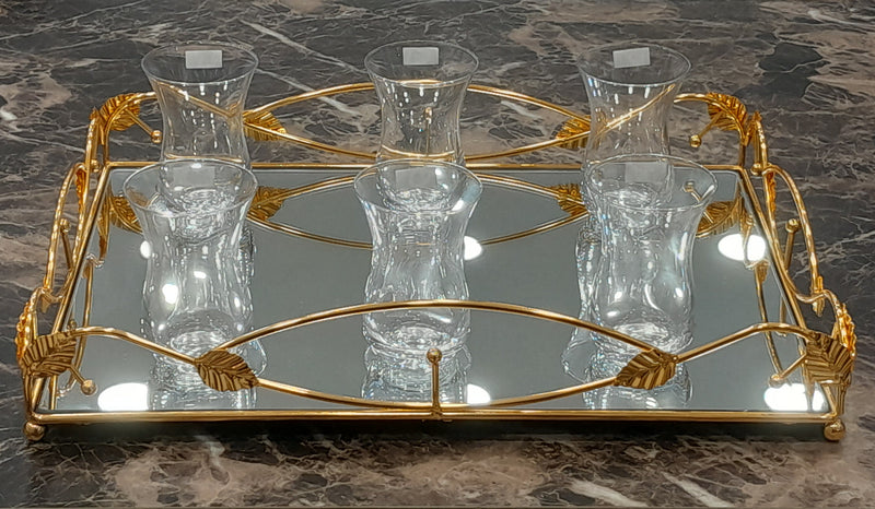 C.S. Golden Tray With Mirror Base