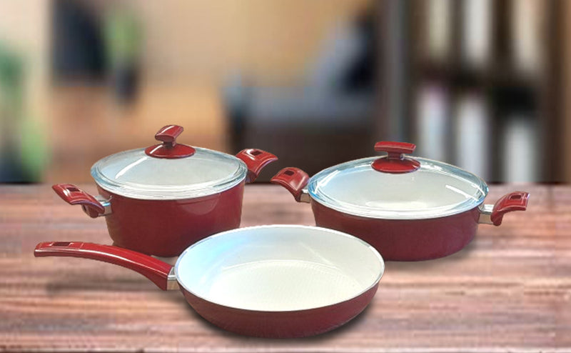 Essenso Ecotouch Napoli 5pcs Cookware Set-Red