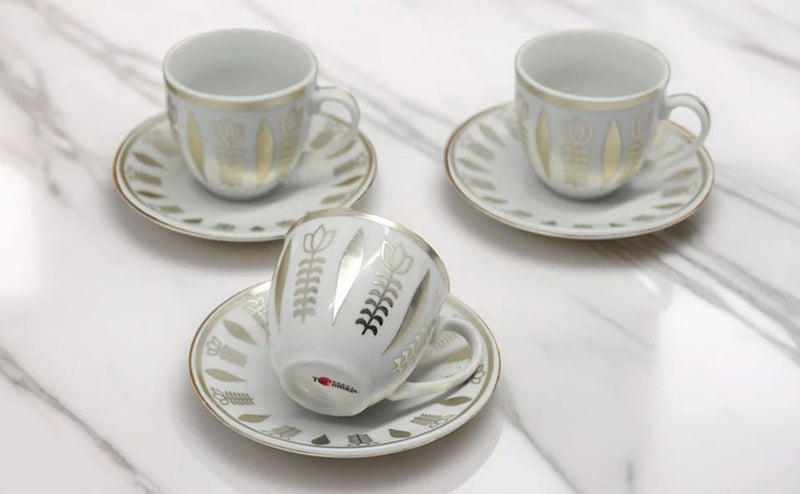 HAZ - Arabic Coffee Set Golden Printing 12 Pcs (HOT DEALS Promotion)