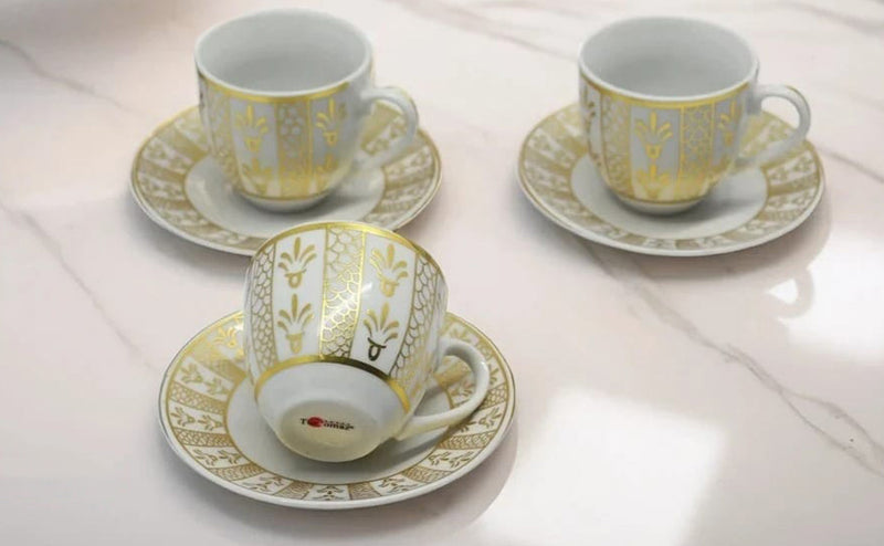 HAZ - Arabic Coffee Set Golden Printing 12 Pcs (HOT DEALS Promotion)