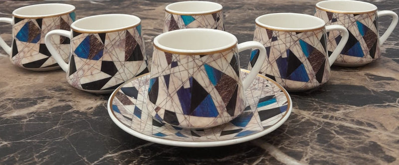 C.S. Coffee cups & saucers Blue pattern