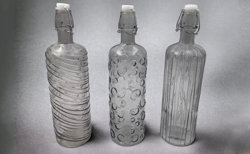 HOCA Fume Glass Bottle with Embossed Design