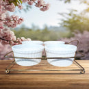 CVH Elegant White Ramekin Set with Gold Metal Rack – Set of 4 (Hot Deals promotion)