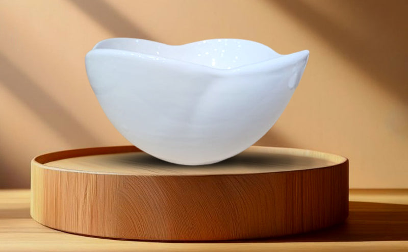 CVH - Modern White Ceramic Serving Bowl – Open Form (Hot Deals Promotion)