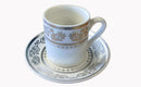 DSS Elegant Coffee Cup & Saucer Set. White & Silver, 6 Pcs