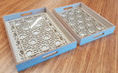 Wooden Serving Trays - 2 Pcs With Glass Base - HAZ