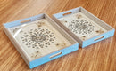 Wooden Serving Trays - 2 Pcs With Glass Base - HAZ