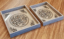 Wooden Serving Trays - 2 Pcs With Glass Base - HAZ