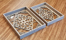 Wooden Serving Trays - 2 Pcs With Glass Base - HAZ