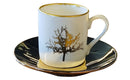 Gold Tree Porcelain Coffee Cup Set – Black, White & Gold, 6 Pcs