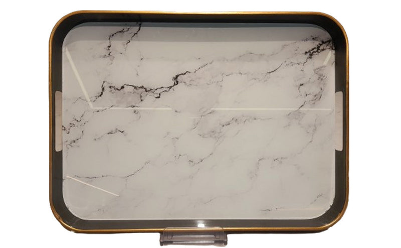 Rectangular Plastic Tray With Gold Rim - TRK11