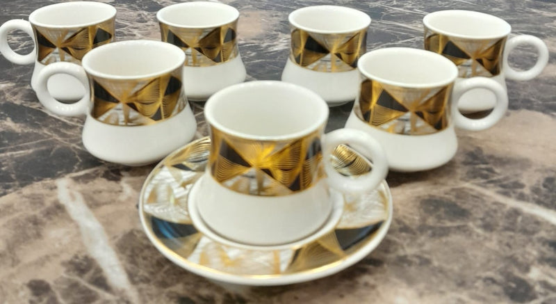 COFFEE SET WITH MARBLED RIM