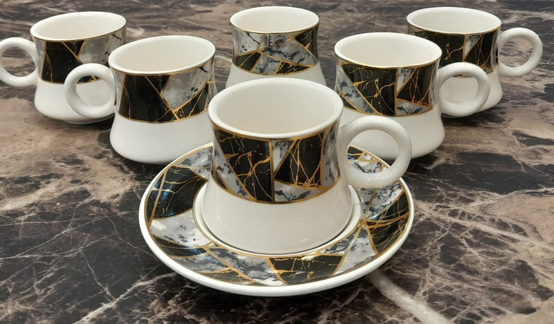 COFFEE SET WITH MARBLED RIM