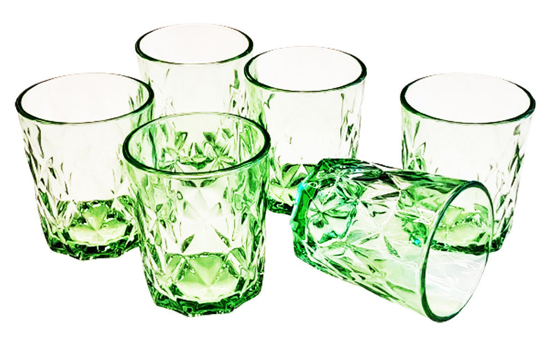 SHORT GREEN GLASS TUMBLERS- CVFH