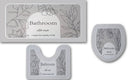 Floral Bathroom Mat Set – Neutral Botanical Design, 3 Pcs