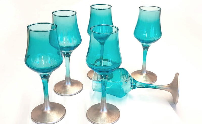 SIGMA 6PCS FOOTED BLUE GLASSES