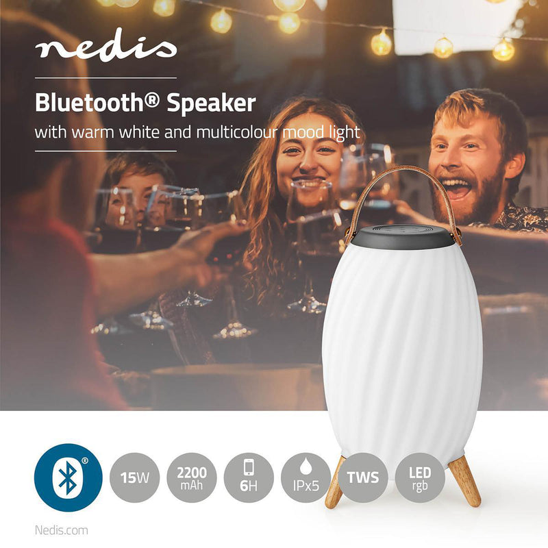 Nedis Bluetooth® Speaker | 15 W | Up to 6 Hours Playtime | True Wireless Stereo (TWS) | Water Resist