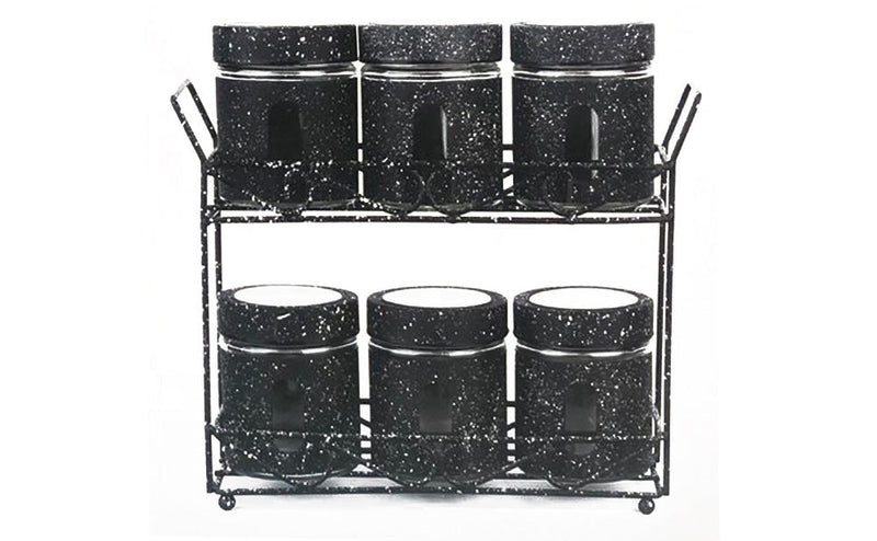 Phoenix Black Jars 6 Pcs With Stand 350 ml