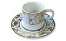 HMQ Floral Porcelain Coffee Cup & Saucer Set. Grey & Gold, 6 Pcs