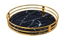 Turkomaz Black & Gold Round Decorative Tray. Glamorous Serving Tray