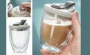 HOCA Double Wall Glass Cup with Leak Proof Cover