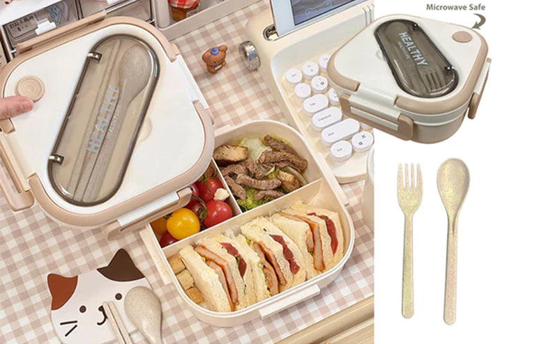 HOCA Squared Plastic Lunch Box with Cutlery