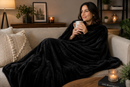 ZAK - Black Furry Plain Throw Blanket