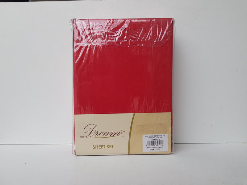 Bed Sheet Single Fitted (4pcs) Red-Casavanti