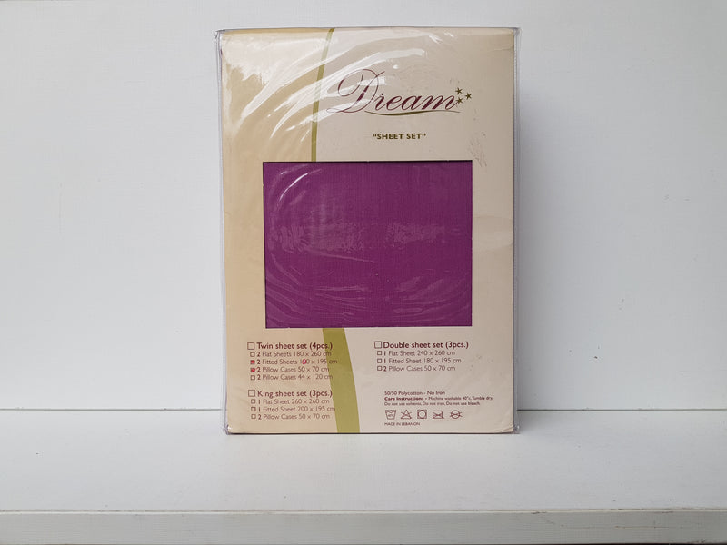 Bed Sheet Single Fitted (4pcs) Purple-Casavanti
