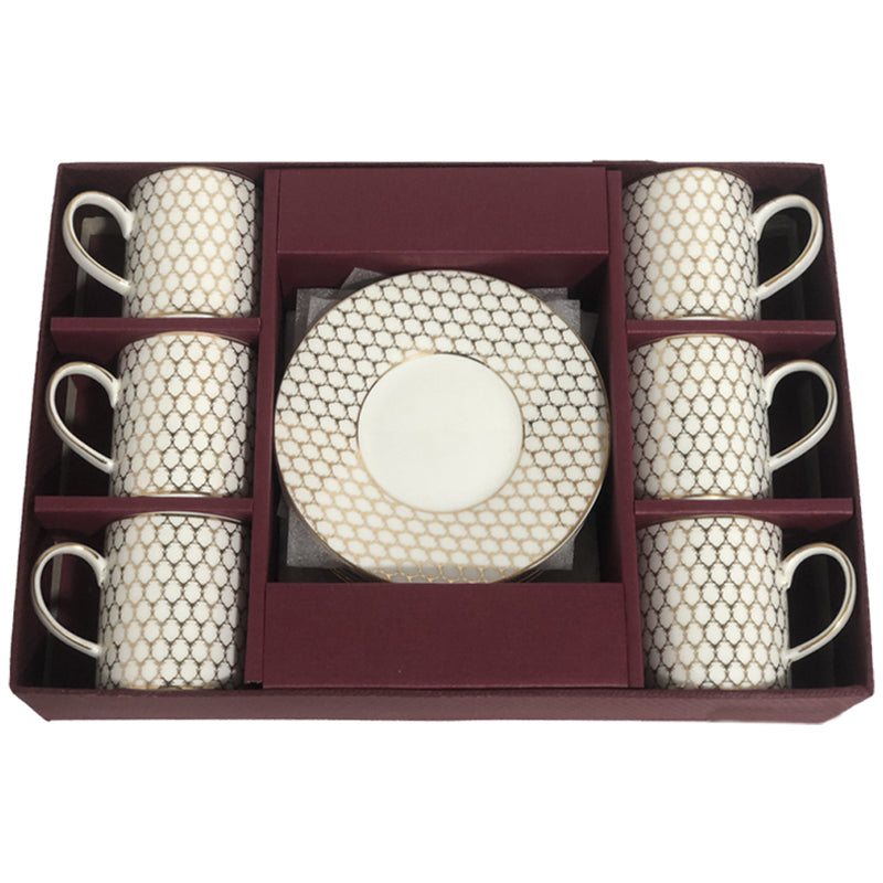 White & Gold Coffee Cup Porcelain Set