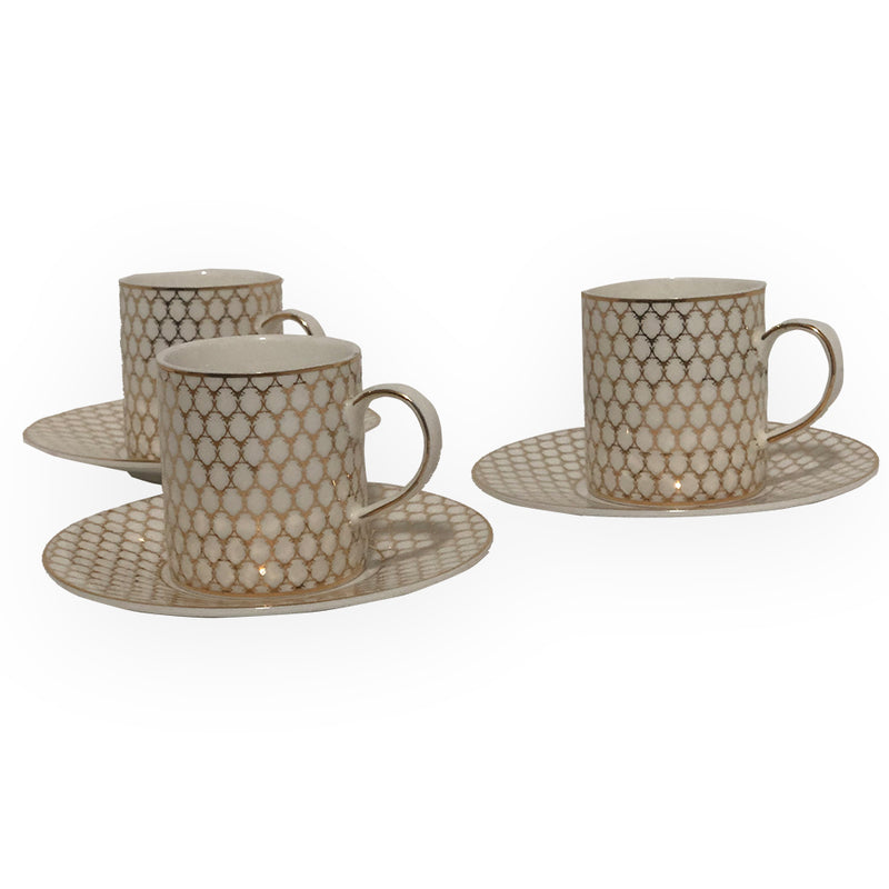 White & Gold Coffee Cup Porcelain Set