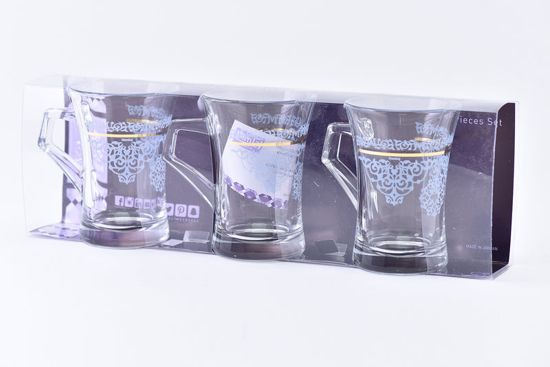 Dimlaj Glass Mug Tea & Coffee Set Palette Gold Blue/3PCS 42528-Casavanti