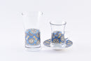 Dimlaj Glass+PORCELAIN Tea Set+Juice set 18pcs Montage Gold Blue 43268-Casavanti