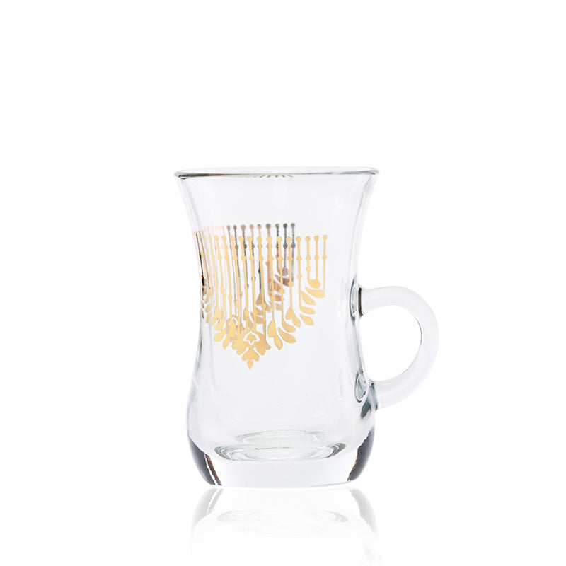 Dimlaj Glass Tea Tumbler W/Handle Tea Set Cortina Gold /6PCS 43500-Casavanti