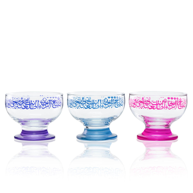 Dimlaj Glass Icecream Bowl set Orchid Oragnic /3PCS 43516-Casavanti