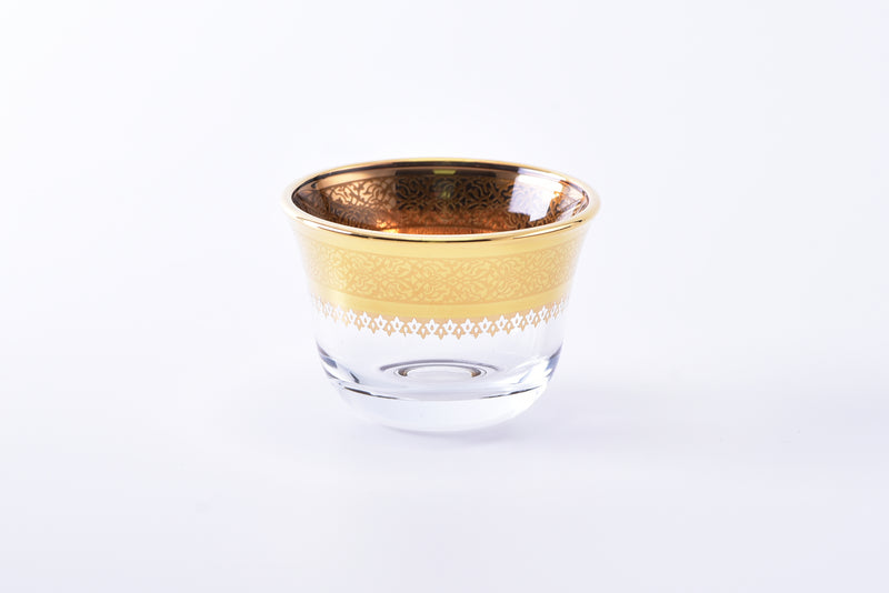 Dimlaj Glass Cawa Cup Set Cordoba Gold Decor /6PCS 46763-Casavanti