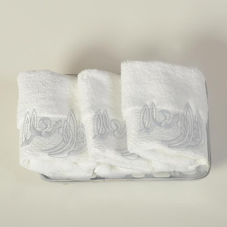 Cannon Towel Set 30X30CM (3 PCS) Ahlan Wa Sahlan White-Casavanti