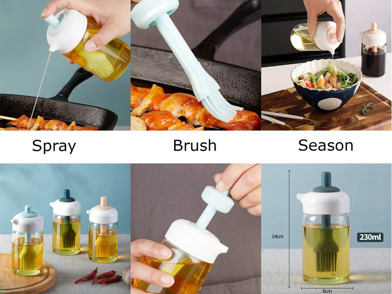Glass Oil Sprayer with Silicone Brush